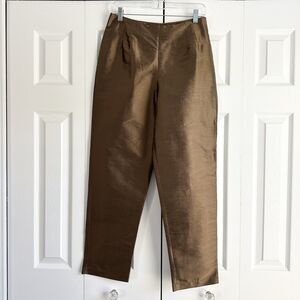 Vintage Jami's Lifestyle 100% Silk Pants Size 8 Metallic Bronze
